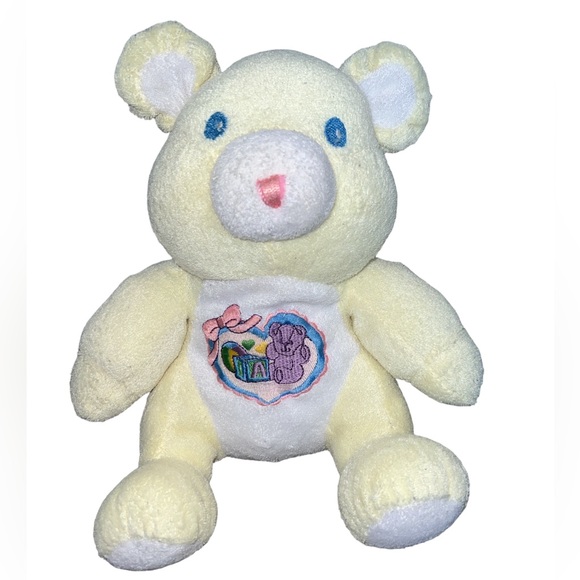 HTF Terry cloth Yellow Bear Rattle Stuffed Baby Plush...